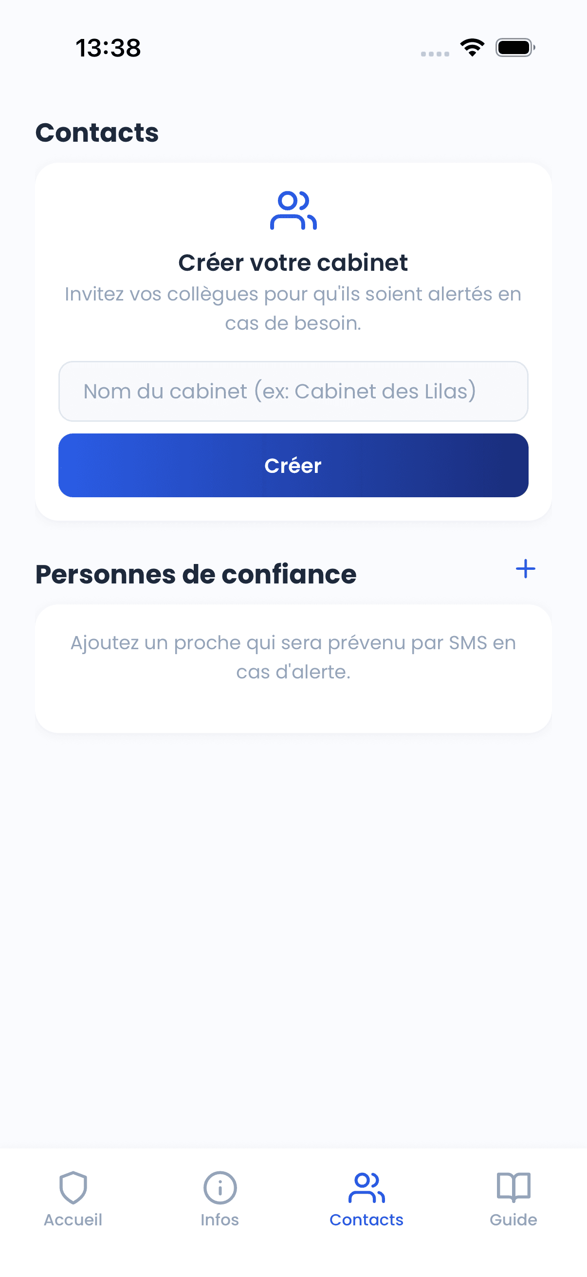 Écran contacts et cabinet SentIDEL
